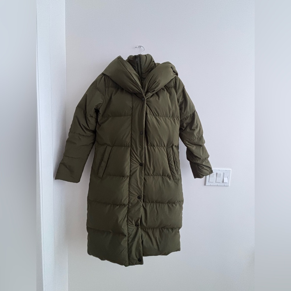 Lauren Ralph Lauren Oversized Pillow Hood Collar Quilted Down Jacket Coat Loden - Picture 3 of 7